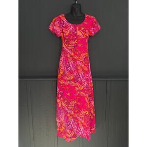 Vintage 60s 70s Fumi’s Waikiki Custom Pink Groovy Retro Psychedelic Maxi Dress